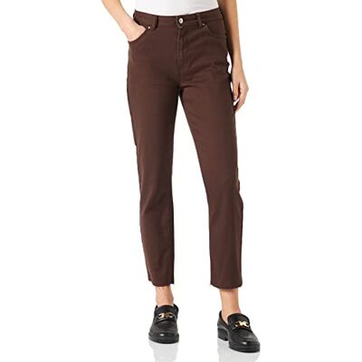 10252779 VERO MODA Vmbrenda Hr Straight ANK Cut Color Jeans, Coffee Bean/Szczegóły: cut Hem, 25W / 32L 10252779 VERO MODA Vmbrenda Hr Straight ANK Cut Color Jeans, Coffee Bean/Szczegóły: cut Hem, 25W / 32L