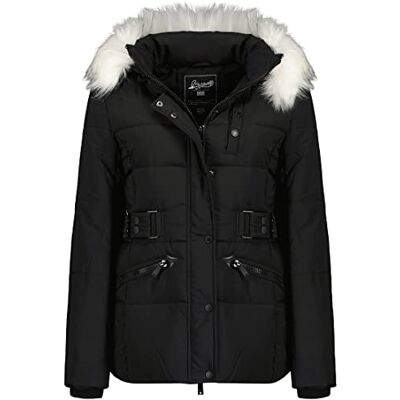 WU5040F/GNO Geographical Norway Chester Lady Parka Długa gruba ciepła damska jesienno-zimowa cienki płaszcz ze sztucznego futra z kapturem kurtka wiatrówka elegancka kurtka puchowa damska (czarny L), WU5040F/GNO Geographical Norway Chester Lady Parka Długa gruba ciepła damska jesienno-zimowa cienki płaszcz ze sztucznego futra z kapturem kurtka wiatrówka elegancka kurtka puchowa damska (czarny L),