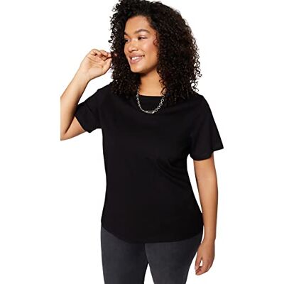 TBBSS22TS0733 Trendyol Damska koszulka plus size regularny krój podstawowy okrągły dekolt dzianina plus size czarna, Czarny, 3XL TBBSS22TS0733 Trendyol Damska koszulka plus size regularny krój podstawowy okrągły dekolt dzianina plus size czarna, Czarny, 3XL