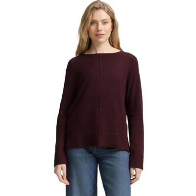 1047673 TOM TAILOR Sweter damski, 10525 Dark Red Mélange, XXS 1047673 TOM TAILOR Sweter damski, 10525 Dark Red Mélange, XXS