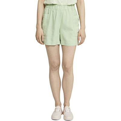 1020322 TOM TAILOR Denim Damski Szorty z lnu , 26677 Light Dusty Green, XL 1020322 TOM TAILOR Denim Damski Szorty z lnu , 26677 Light Dusty Green, XL