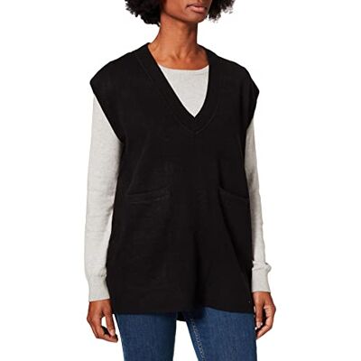 27019744 Noisy may Sweter damski Nmclari S/L V-Neck Pocket Knit Vest Sp, czarny, XS 27019744 Noisy may Sweter damski Nmclari S/L V-Neck Pocket Knit Vest Sp, czarny, XS
