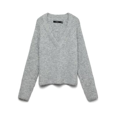 10331804-4795870 VERO MODA Vmnovah Rib Ls V-Neck sweter Noos, Medium Grey Melange, XS 10331804-4795870 VERO MODA Vmnovah Rib Ls V-Neck sweter Noos, Medium Grey Melange, XS