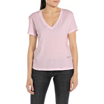 W3084A.000.20994 Replay Damska koszulka oversize, krótki rękaw, kolekcja Pure Logo, 066 Bubble Pink, M W3084A.000.20994 Replay Damska koszulka oversize, krótki rękaw, kolekcja Pure Logo, 066 Bubble Pink, M