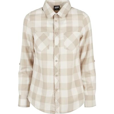 TB1280 Urban Classics Ladies Turnup Checked Flanell Shirt Koszula Kobiety , Whitesand/Lighttaupe , S TB1280 Urban Classics Ladies Turnup Checked Flanell Shirt Koszula Kobiety , Whitesand/Lighttaupe , S