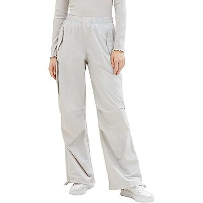 1038214 TOM TAILOR Denim Damskie spodnie cargo z szeroką nogawką, 32253-basic Light Grey, XL 1038214 TOM TAILOR Denim Damskie spodnie cargo z szeroką nogawką, 32253-basic Light Grey, XL