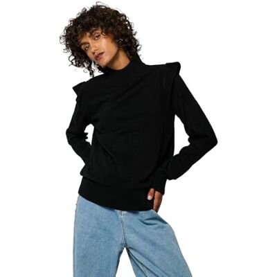 MARAW52 Kaporal damski sweter, regularny krój, długi rękaw, kołnierz kominkowy, model Mara, kolor czarny, rozmiar XS, czarny, XS MARAW52 Kaporal damski sweter, regularny krój, długi rękaw, kołnierz kominkowy, model Mara, kolor czarny, rozmiar XS, czarny, XS
