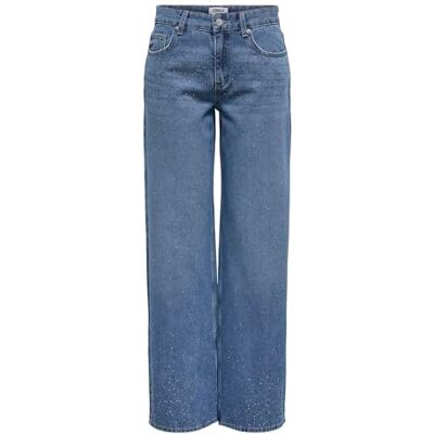 15355099-4830580 ONLY Onlcath Lw Wide Rhinestone DNM PIM, niebieski (medium blue denim), 30W / 30L 15355099-4830580 ONLY Onlcath Lw Wide Rhinestone DNM PIM, niebieski (medium blue denim), 30W / 30L