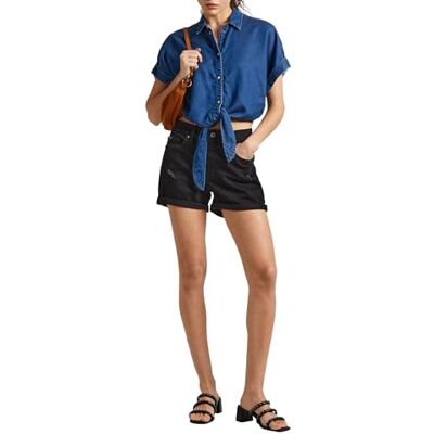 PL801108XG8 Pepe Jeans Damskie proste krótkie spodenki Hw, czarne (Denim-XG8), 33W, Czarny (Denim-xg8), 33W PL801108XG8 Pepe Jeans Damskie proste krótkie spodenki Hw, czarne (Denim-XG8), 33W, Czarny (Denim-xg8), 33W