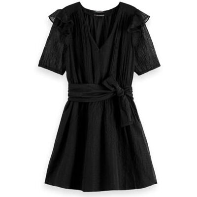 177379 Scotch & Soda Damska sukienka mini Ruffled, Evening Black 6647, 32 177379 Scotch & Soda Damska sukienka mini Ruffled, Evening Black 6647, 32