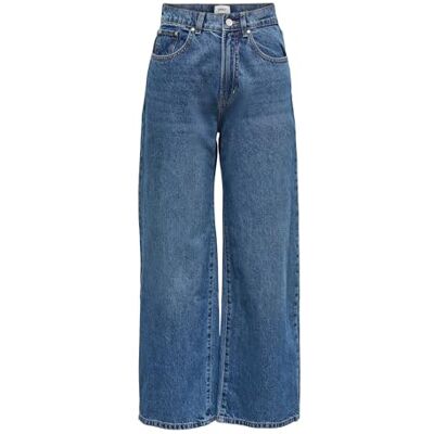 15222046 ONLY Dżinsy damskie z szerokim krojem, wysoka talia, szerokie nogawki, dżinsy, niebieski (medium blue denim), 26W / 34L 15222046 ONLY Dżinsy damskie z szerokim krojem, wysoka talia, szerokie nogawki, dżinsy, niebieski (medium blue denim), 26W / 34L