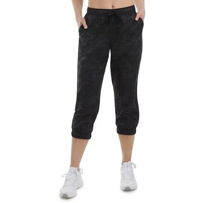 9482 Danskin Przycięte plecione spodnie joggerowe damskie, Moro czarne, M 9482 Danskin Przycięte plecione spodnie joggerowe damskie, Moro czarne, M