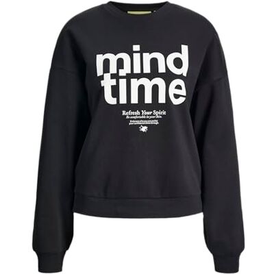 12282516-4849472 JACK & JONES Jxmimi RLX Ls Print Crew SWT, czarny, L 12282516-4849472 JACK & JONES Jxmimi RLX Ls Print Crew SWT, czarny, L