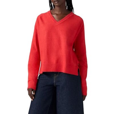 0046F Levi's Tara Supersoft Vneck sweter True Red, czerwony (True Red), M 0046F Levi's Tara Supersoft Vneck sweter True Red, czerwony (True Red), M