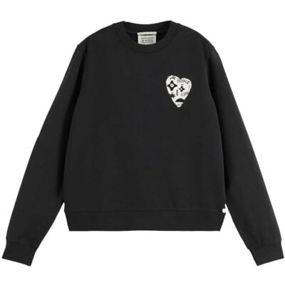 U9E00662T Scotch & Soda Chest Artwork Regular Fit bluza z kapturem, czarny 001, M U9E00662T Scotch & Soda Chest Artwork Regular Fit bluza z kapturem, czarny 001, M