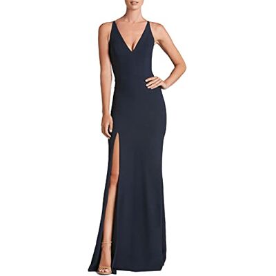1437-3053-456-S Długa sukienka z paskiem spaghetti Iris, niebieski (Midnight Blue), S 1437-3053-456-S Długa sukienka z paskiem spaghetti Iris, niebieski (Midnight Blue), S