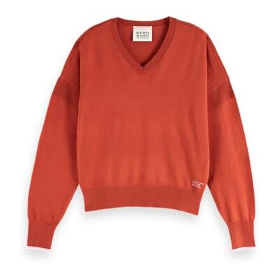 U9B00823T Scotch & Soda Damski sweter z dekoltem w serek, Ketchup U602, L U9B00823T Scotch & Soda Damski sweter z dekoltem w serek, Ketchup U602, L