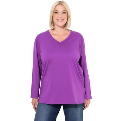 725334 Ulla Popken Damska koszulka duże rozmiary, duże rozmiary, plus size, dekolt w serek, luźna, z długim rękawem, liliowy, 46-48 725334 Ulla Popken Damska koszulka duże rozmiary, duże rozmiary, plus size, dekolt w serek, luźna, z długim rękawem, liliowy, 46-48