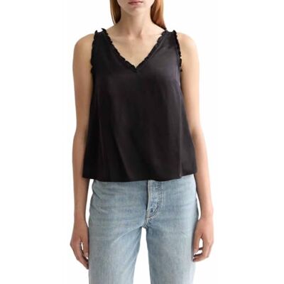 U9A00943T Scotch & Soda Damska koszulka bez rękawów z dekoltem w serek, Meteoryt U014, 60 U9A00943T Scotch & Soda Damska koszulka bez rękawów z dekoltem w serek, Meteoryt U014, 60