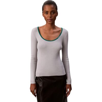 LV044D360GWCSXS Calvin Klein Jeans damski sweter bawełniany LS Color Blocked LV044D360G Swetry, zielony (Islander), XS, Zielony (wyspiarz), XS LV044D360GWCSXS Calvin Klein Jeans damski sweter bawełniany LS Color Blocked LV044D360G Swetry, zielony (Islander), XS, Zielony (wyspiarz), XS
