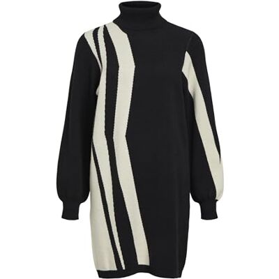 23041252 OBJRAY L/S KNIT sukienka z dzianiny AOP NOOS, Czarny/wzór: pionowe paski sandałowe, L 23041252 OBJRAY L/S KNIT sukienka z dzianiny AOP NOOS, Czarny/wzór: pionowe paski sandałowe, L