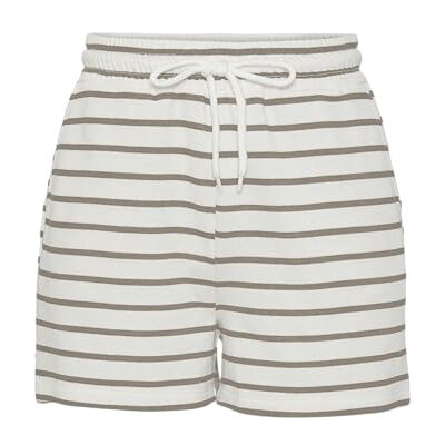17146889 PIECES Pcchilli Summer Hw Stripes Noos szorty damskie, Cloud Dancer/Stripes:silver Mink, M 17146889 PIECES Pcchilli Summer Hw Stripes Noos szorty damskie, Cloud Dancer/Stripes:silver Mink, M