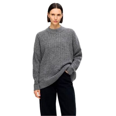 16094162 SELECTED FEMME Sweter damski luźny krój, mieszanka wełny, Medium Grey Melange, M 16094162 SELECTED FEMME Sweter damski luźny krój, mieszanka wełny, Medium Grey Melange, M