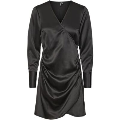 10316591 VERO MODA VMMERLE LS Short V-Neck Dress WVN GA, czarny, L 10316591 VERO MODA VMMERLE LS Short V-Neck Dress WVN GA, czarny, L
