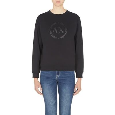 8NYM67YJ1GZ1200 Armani Exchange Bluza z okrągłym logo Damska koszulka dresowa, czarny, S 8NYM67YJ1GZ1200 Armani Exchange Bluza z okrągłym logo Damska koszulka dresowa, czarny, S