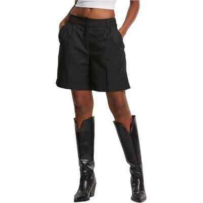 TB7196-00007-0008 Urban Classics Damskie szorty bermudy Pleated, czarny, 31 TB7196-00007-0008 Urban Classics Damskie szorty bermudy Pleated, czarny, 31