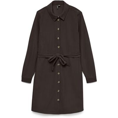 10334288-4838728 Vmelly L/S Short Shirt Dress WVN Ga, Tort czekoladowy, M 10334288-4838728 Vmelly L/S Short Shirt Dress WVN Ga, Tort czekoladowy, M