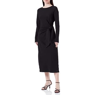 TU0648026W-193911-XXL Mexx Damska sukienka z długim rękawem z węzłem, czarny, XXL TU0648026W-193911-XXL Mexx Damska sukienka z długim rękawem z węzłem, czarny, XXL