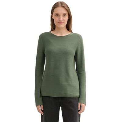 1016350 TOM TAILOR Damski sweter z dzianiny z bawełny ekologicznej, 13182 Pale Bark Green, XS 1016350 TOM TAILOR Damski sweter z dzianiny z bawełny ekologicznej, 13182 Pale Bark Green, XS