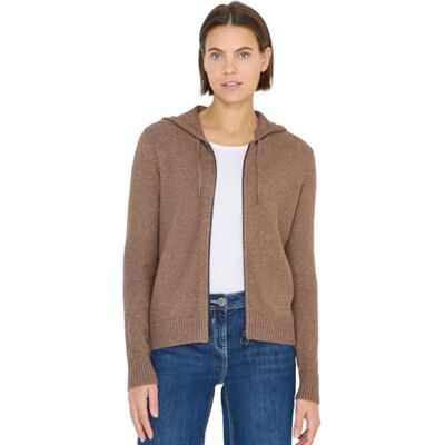 B254103 CECIL Cosy Cardigan z kapturem urban taupe melanż XXL B254103 CECIL Cosy Cardigan z kapturem urban taupe melanż XXL