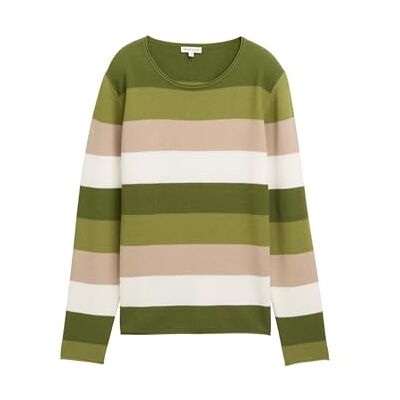 1042952 TOM TAILOR Sweter damski, 38579 Big Green Knit Stripe, L 1042952 TOM TAILOR Sweter damski, 38579 Big Green Knit Stripe, L