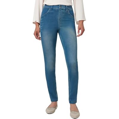 U20652D-972-S HUE Damskie ultramiękkie legginsy dżinsowe z wysokim stanem, Windsor Blue Wash, S U20652D-972-S HUE Damskie ultramiękkie legginsy dżinsowe z wysokim stanem, Windsor Blue Wash, S