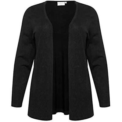 10580339 Kaffe Curve Damski Plus Rozmiar Sweter Otwarty Przód Długi Rękaw Z Długim rękawem, Czarny Głęboki 10580339 Kaffe Curve Damski Plus Rozmiar Sweter Otwarty Przód Długi Rękaw Z Długim rękawem, Czarny Głęboki