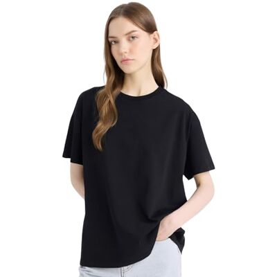 236113726 DeFacto Damska koszulka oversize Crop Tops – klasyczna koszulka basic dla kobiet – wygodna koszulka oversize dla kobiet, czarny, XXL 236113726 DeFacto Damska koszulka oversize Crop Tops – klasyczna koszulka basic dla kobiet – wygodna koszulka oversize dla kobiet, czarny, XXL