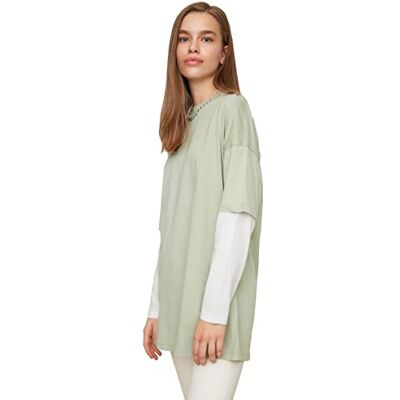 TCTSS21TN0348 Trendyol Women's Grün Farbe blockerzes T Ausgabe striter Testline -Tunika Tunic Shirt, Green, Large TCTSS21TN0348 Trendyol Women's Grün Farbe blockerzes T Ausgabe striter Testline -Tunika Tunic Shirt, Green, Large