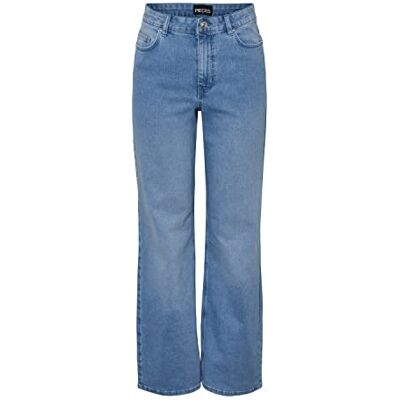 17133447 PIECES Pcpeggy Hw Wide Pant Lb Noos Bc dżinsy damskie, jasnoniebieski (light blue denim), XS 17133447 PIECES Pcpeggy Hw Wide Pant Lb Noos Bc dżinsy damskie, jasnoniebieski (light blue denim), XS