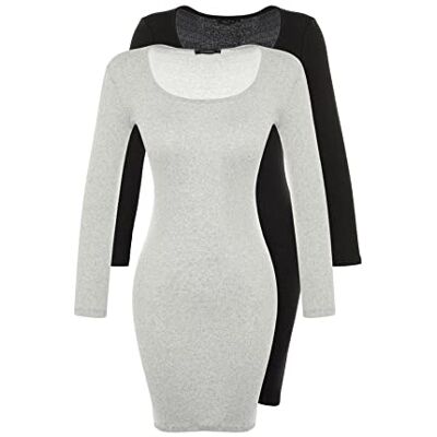 TWOAW21EL00000 Trendyol Damska sukienka mini bodycon, czarna, wielokolorowa, L, Czarny/wielokolorowy, L TWOAW21EL00000 Trendyol Damska sukienka mini bodycon, czarna, wielokolorowa, L, Czarny/wielokolorowy, L