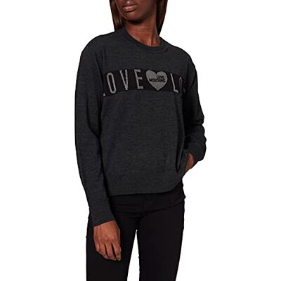 W S 83G 10 X 0046 Love Moschino Damski okrągły dekolt z długim rękawem, z Reminiscent of Ribbon in The Collection. Sweter, Melange Dark Gray, 44 W S 83G 10 X 0046 Love Moschino Damski okrągły dekolt z długim rękawem, z Reminiscent of Ribbon in The Collection. Sweter, Melange Dark Gray, 44