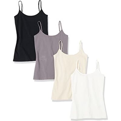 WAE45053SP18_GREY/TAUPE/ MULTI Amazon Essentials Women's Koszulka slim fit, Pack of 4, Szary/Taupe, M WAE45053SP18_GREY/TAUPE/ MULTI Amazon Essentials Women's Koszulka slim fit, Pack of 4, Szary/Taupe, M