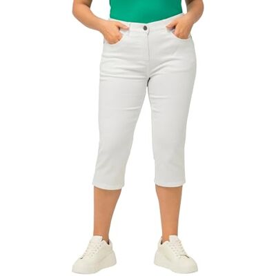 818435 Ulla Popken, Damskie spodnie typu capri basic, duże rozmiary, biały (Denim), 46 818435 Ulla Popken, Damskie spodnie typu capri basic, duże rozmiary, biały (Denim), 46