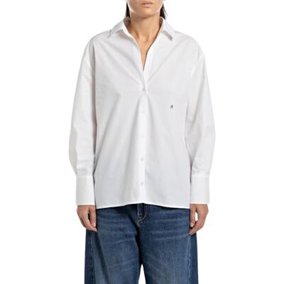 W2152 .000.84934 Replay Damska bluzka Comfort Fit bawełna, 001 White, L W2152 .000.84934 Replay Damska bluzka Comfort Fit bawełna, 001 White, L