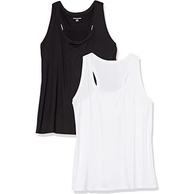 AZ0003-2-S Amazon Essentials Damska koszulka bez rękawów Tech Stretch Racerback (dostępna w dużych rozmiarach), 2 sztuki, czarny/biały, S AZ0003-2-S Amazon Essentials Damska koszulka bez rękawów Tech Stretch Racerback (dostępna w dużych rozmiarach), 2 sztuki, czarny/biały, S