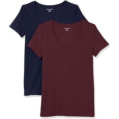 P_AE80740_S2-NVYBY-XX-Large Amazon Essentials Damski T-shirt z krótkim rękawem o klasycznym kroju (dostępna w dużych rozmiarach), 2 sztuki, granatowy/bordowy, XXL P_AE80740_S2-NVYBY-XX-Large Amazon Essentials Damski T-shirt z krótkim rękawem o klasycznym kroju (dostępna w dużych rozmiarach), 2 sztuki, granatowy/bordowy, XXL