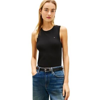 WW0WW47806BDSXXS Tommy Hilfiger Damska koszulka bez rękawów Slim Cody C-Nk WW0WW47806, czarna, XXS WW0WW47806BDSXXS Tommy Hilfiger Damska koszulka bez rękawów Slim Cody C-Nk WW0WW47806, czarna, XXS