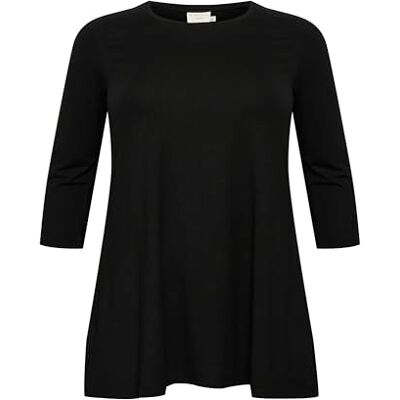10582097 Kaffe Curve Plus Size Damska koszulka A-Line Sylwetka Okrągły Dekolt 3/4 Rękawy, Głęboka czerń, S/du?y rozmiar 10582097 Kaffe Curve Plus Size Damska koszulka A-Line Sylwetka Okrągły Dekolt 3/4 Rękawy, Głęboka czerń, S/du?y rozmiar