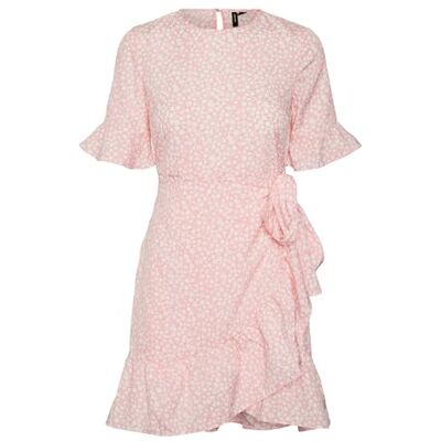 10266073 VERO MODA Damska sukienka przewijana, Geranium Pink/Aop:mini Henna Vic, S 10266073 VERO MODA Damska sukienka przewijana, Geranium Pink/Aop:mini Henna Vic, S